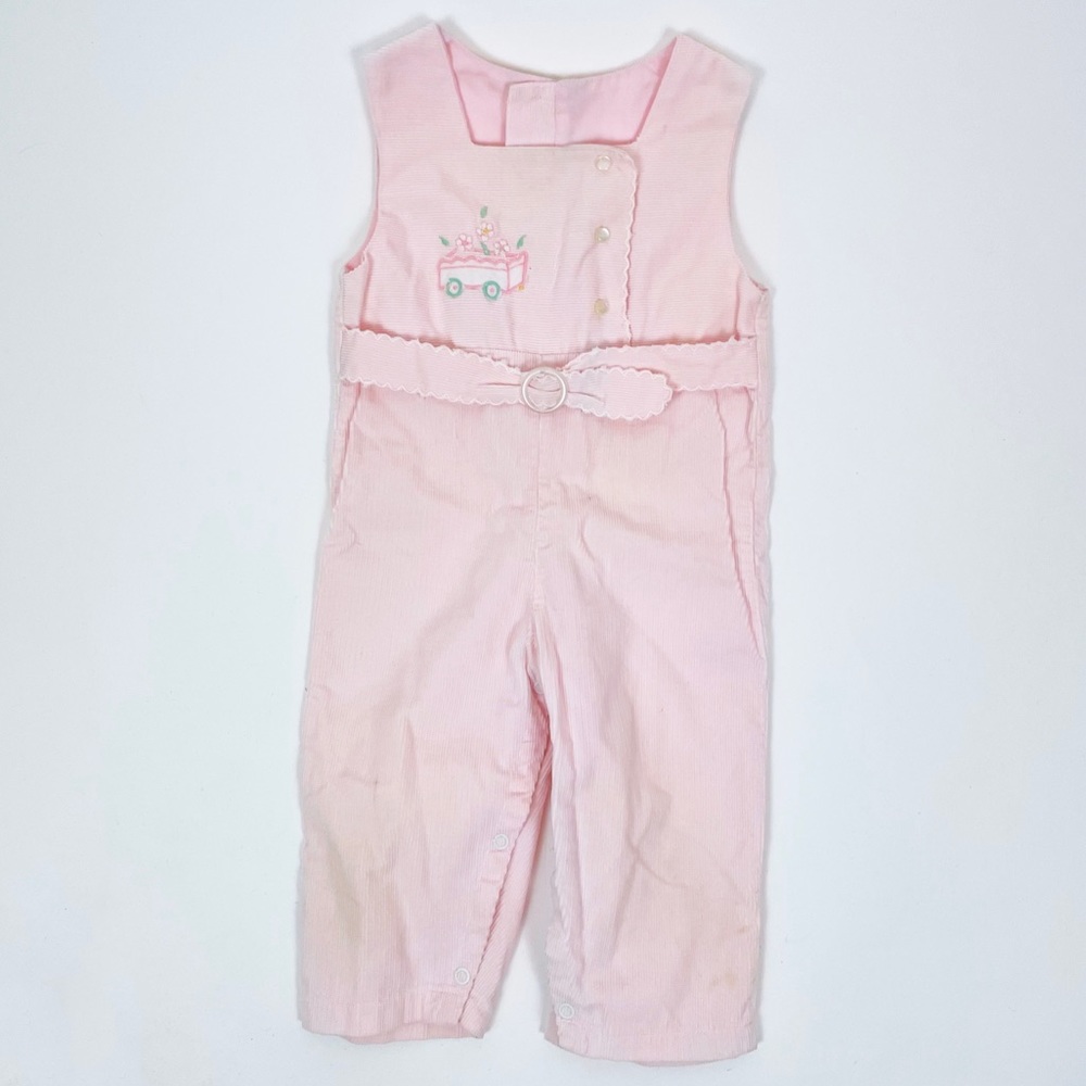 Vintage 70s Infant Pink Corduroy Jumpsuit